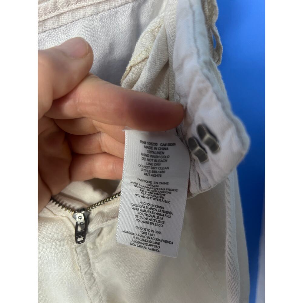 Joie 100% Linen Pants Women Size 4 Beige Drawstring Wide Leg Casual Summer - Picture 5 of 10